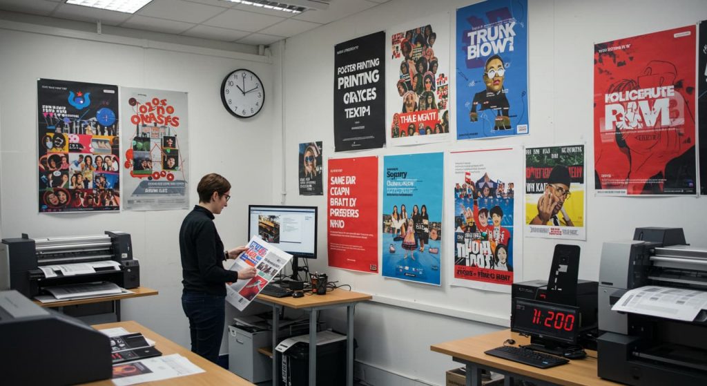 Professional poster printing services near me in London, offering custom, digital, and same-day printing options at local print shops.